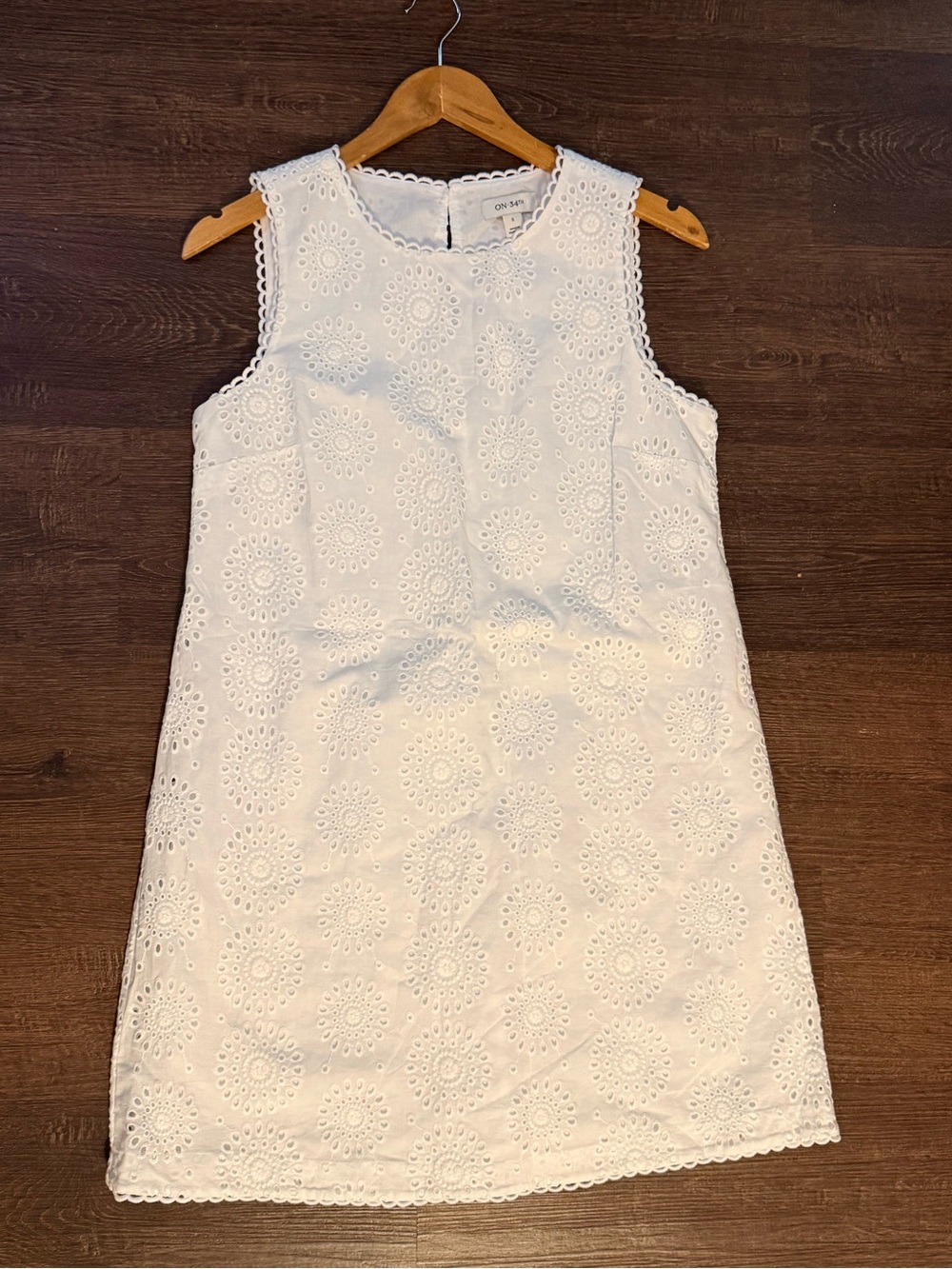On 34th Classic White Eyelet Midi Dress for Women